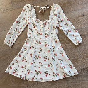 Reformation Remi Dress in White Rose Print